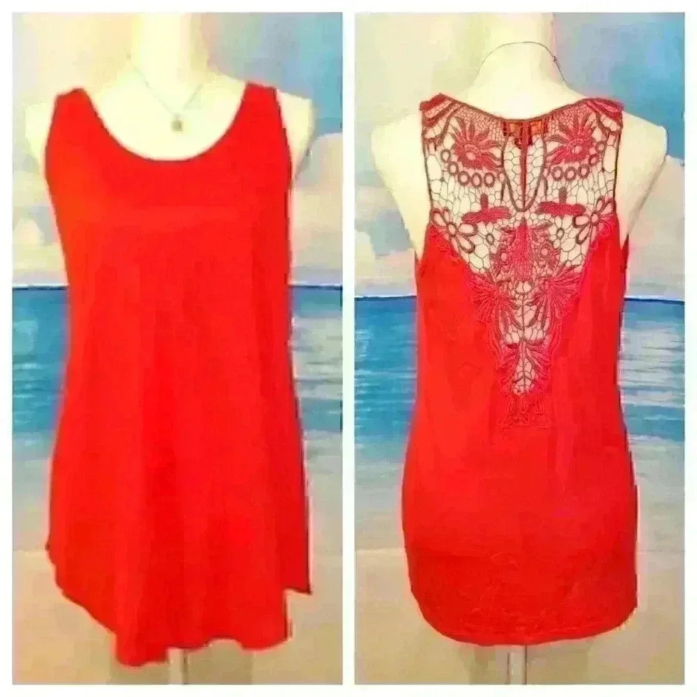 JEANS by BUFFALO Womans RED Shirt TUNIC Top LIGHTWEIGHT STRETCH size Med